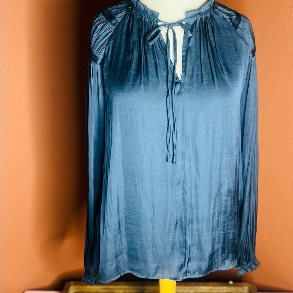 Philosophy Navy Tie-Neck Blouse
